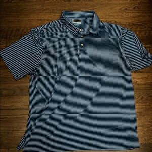 Nautica Men's Navy and White Striped Golf Polo